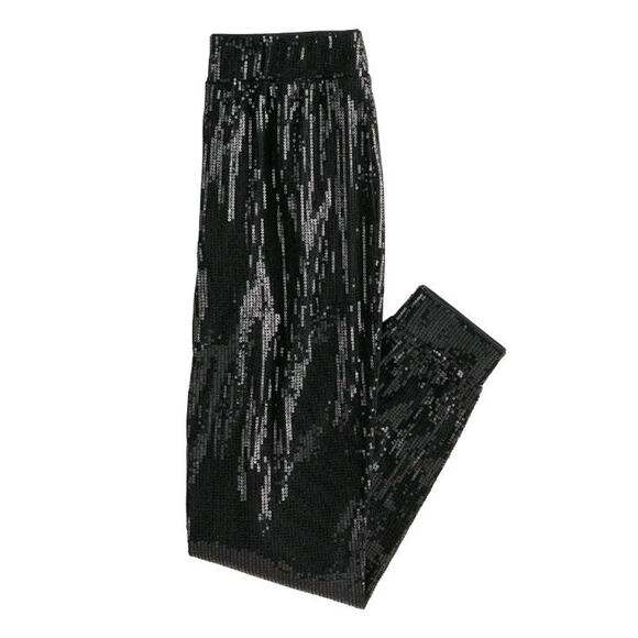 Cara Santana For Nine West Black Sequins Jogger Pants Sz M Festive Glam Holiday - Picture 2 of 9